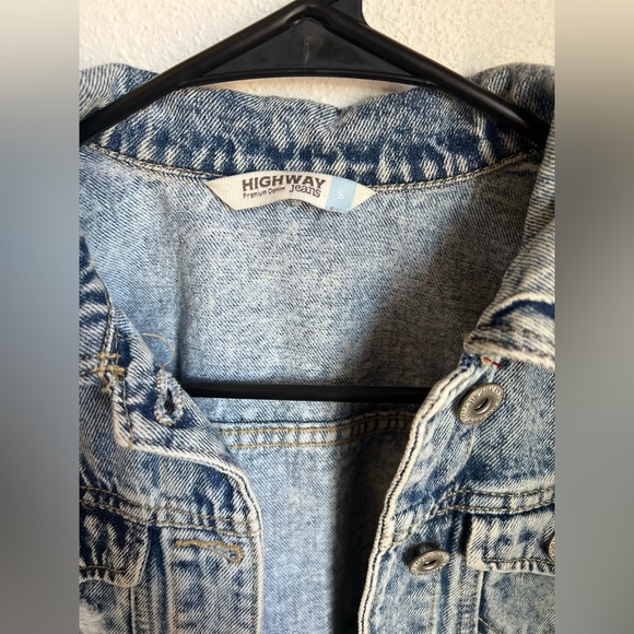 Highway Jeans Denim Jacket Premium acid washed button up women small jean jacket - Picture 2 of 4